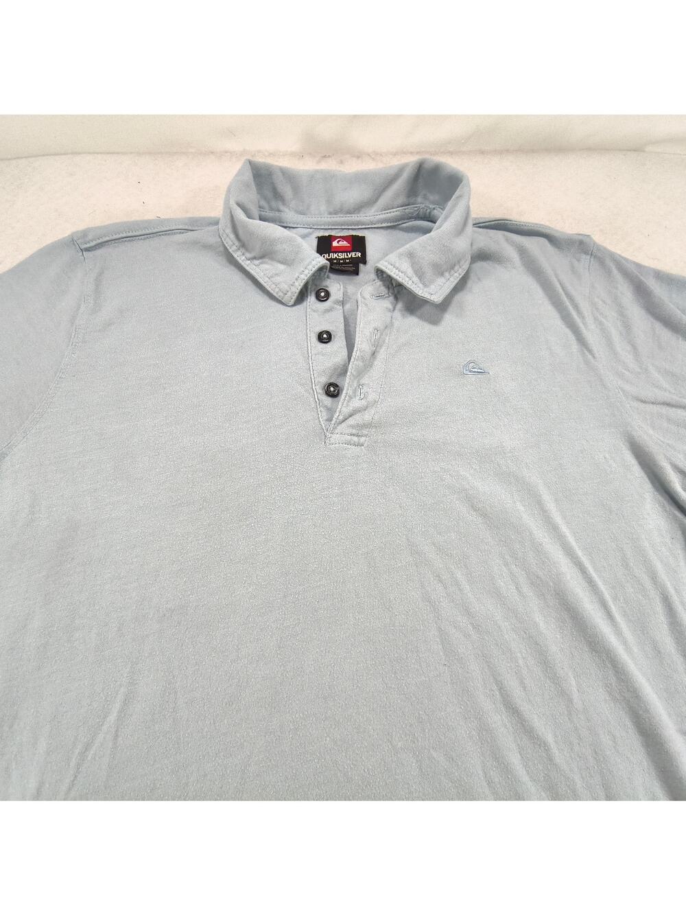 Quiksilver Casual Collared Short Sleeve Polo Shirt Mens Size Medium M Blue